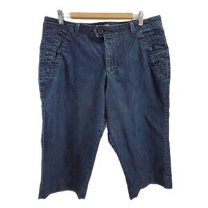 Riders by Lee Bermuda Shorts Womens 16 Blue Stretch Denim Pockets Button Detail